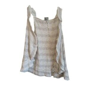 Vanity Ruffle white and grey knit open front vest